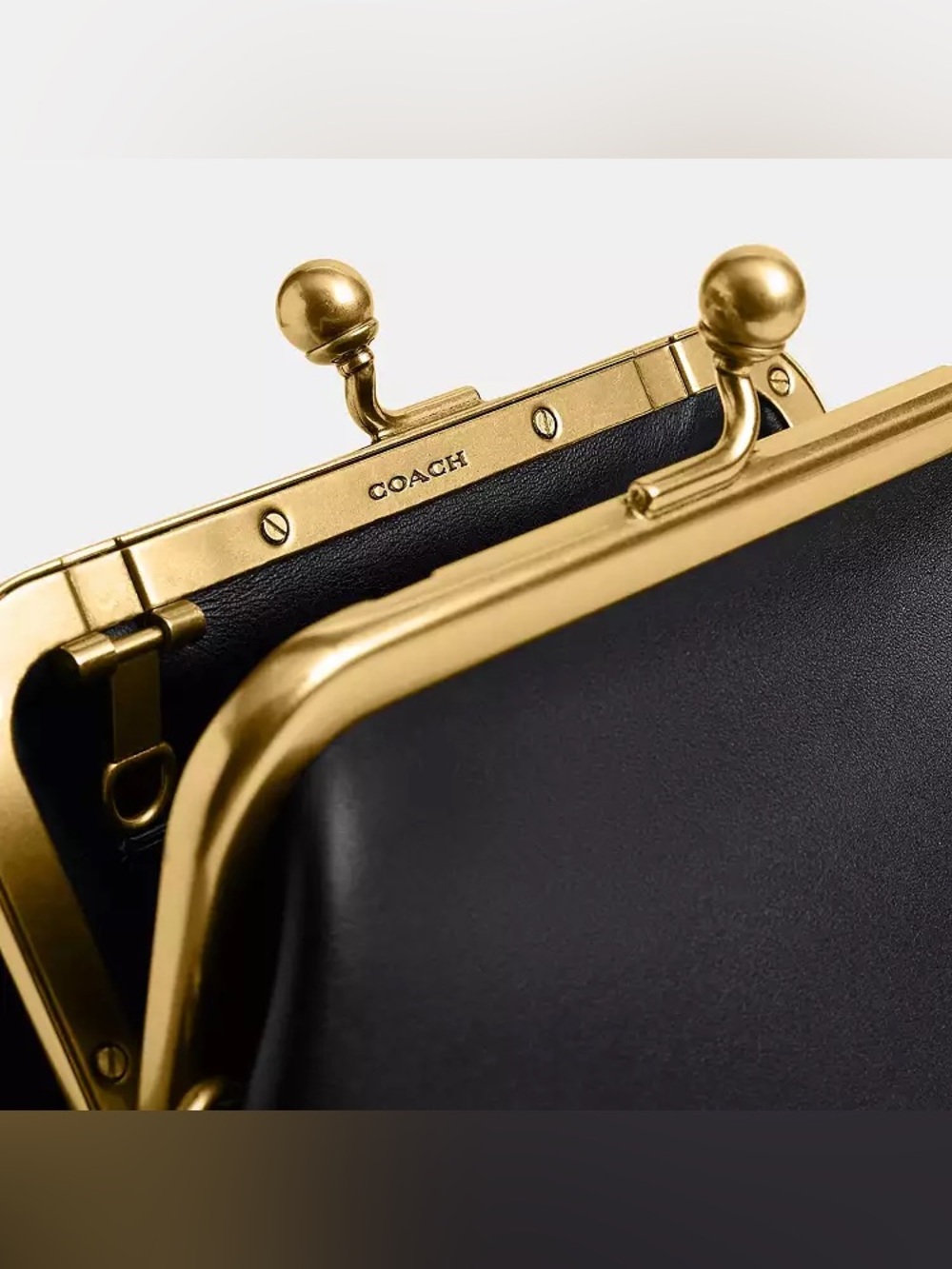 Coach Kisslock Frame Bag 16 V2 w/ 2 Straps Brass/Black Glovetanned Leather NWT - Picture 11 of 15